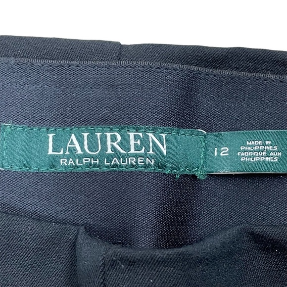 Lauren Ralph Lauren Women’s Black Side Zip Flat Front Tapered Leg Pants Size 12 - Picture 10 of 16